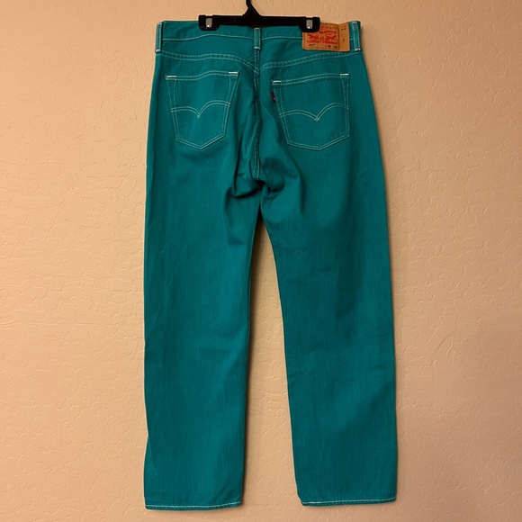 Levi’s 501 Mens/Unisex Button-Fly Teal Jeans - Picture 10 of 13